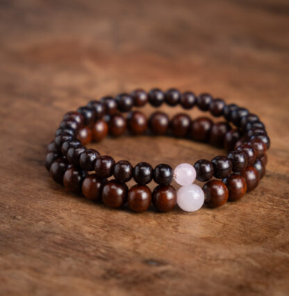 Rosewood Rose Quartz Bracelet