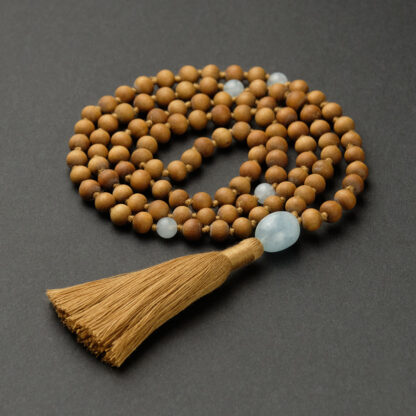 Sandalwood Mala with Aquamarine